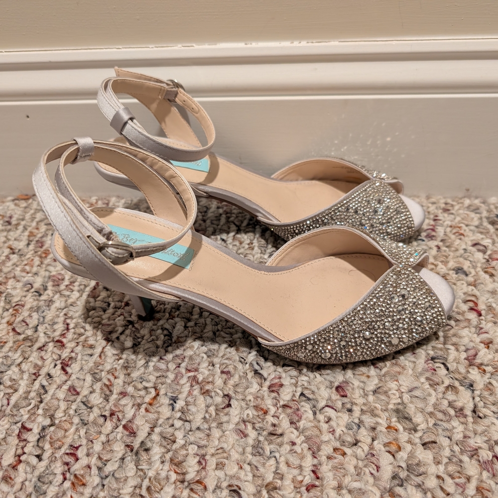 Sparkly Rhinestone Silver Betsey Johnson Heels - Picture 4 of 6